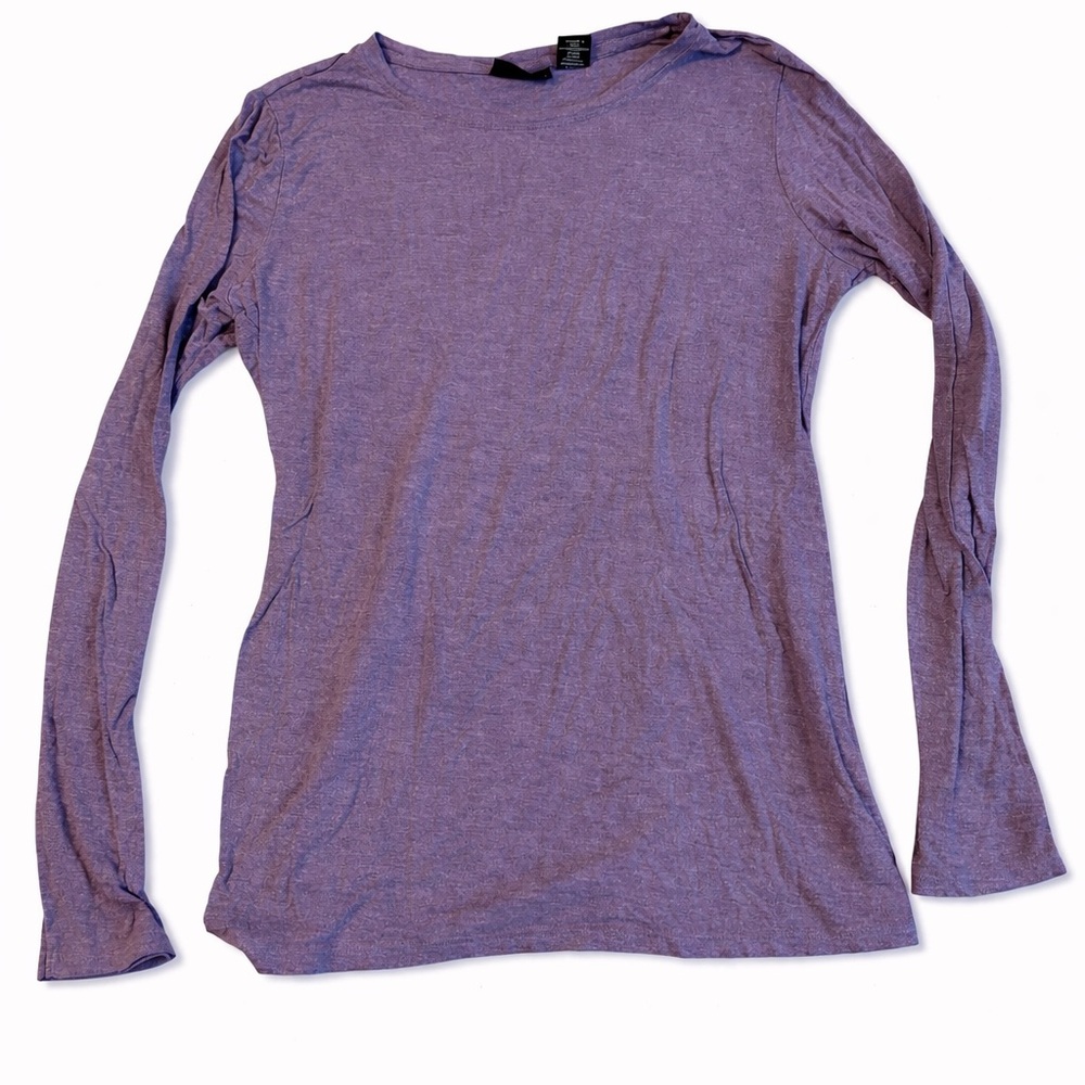 Adrienne Vittadini Heathered Lavender Long Sleeve Crewneck Top
